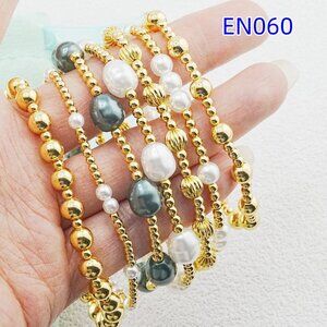 Enewton Gold Bead & Pearl Mixed Seven-Piece Bracelet Set